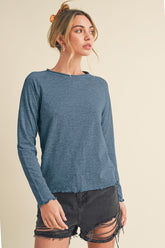 Aemi + Co Lettuce Hemline Round Neck Raglan Sleeve T-Shirt OutfitFlow